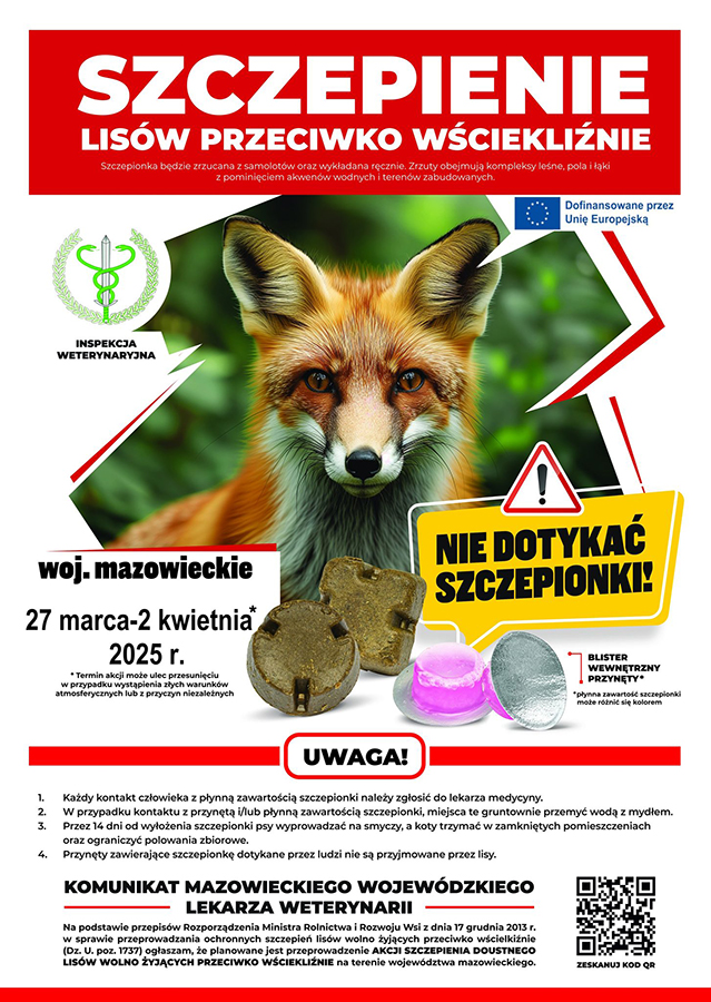 Plakat dotyczący szczepienia lisów