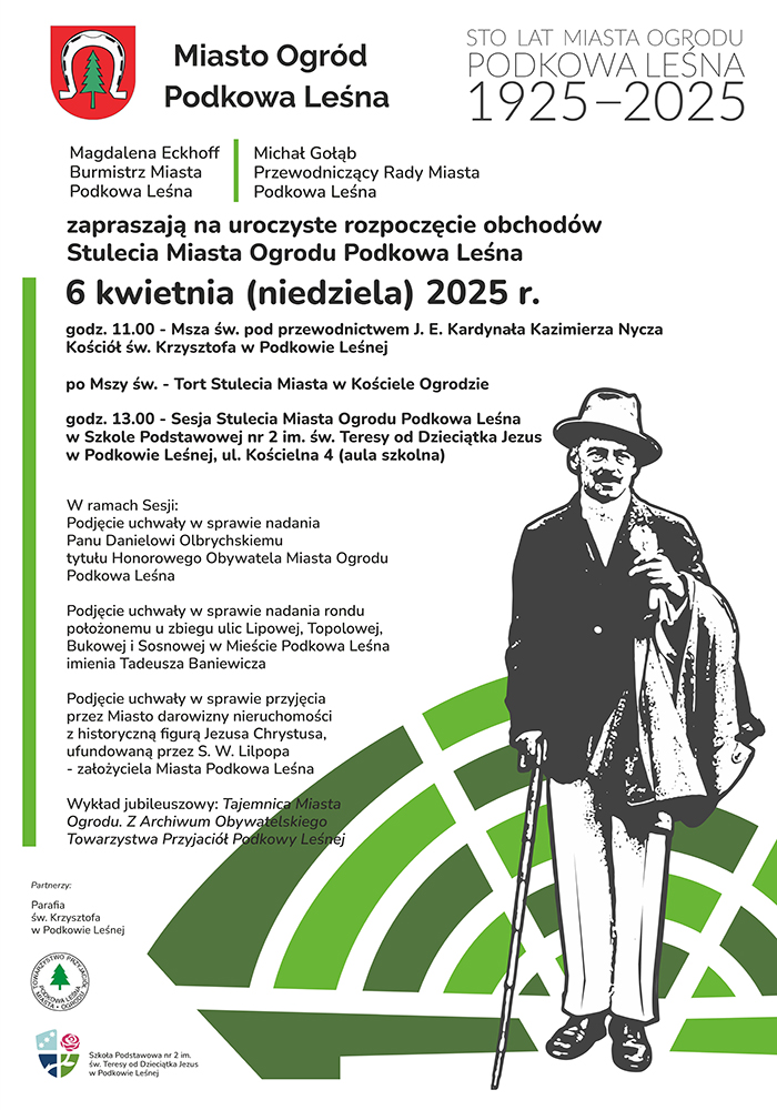 Plakat informacyjny dotyczący obchodów 100 lecia miasta