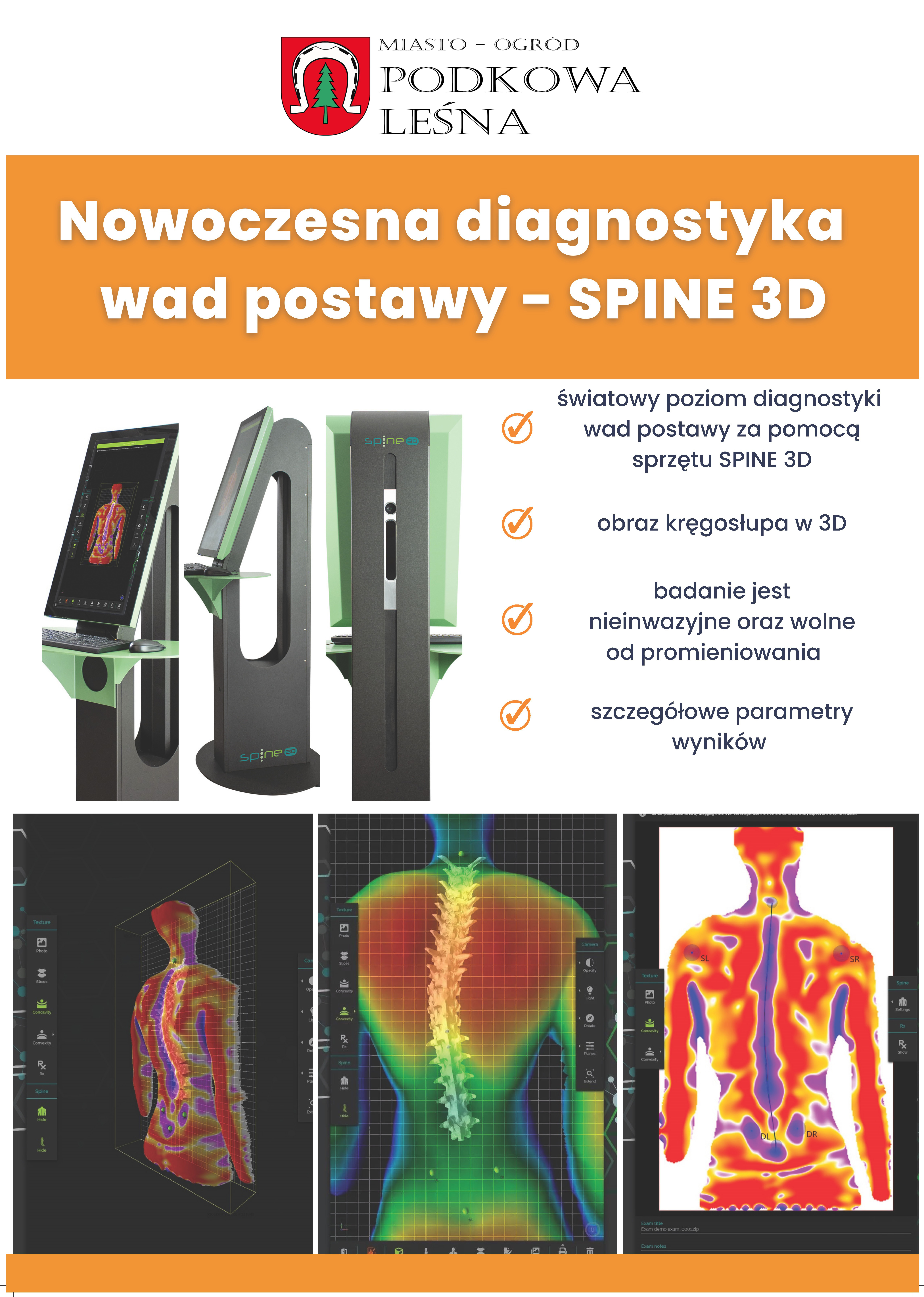 Nowoczesna diagnostyka wad postawy - SPINE 3D. zgłoszenia do 30 listopada, światowy poziom diagnostyki wad postawy za pomocą sprzętu SPINE 3D, obraz kręgosłupa w 3D