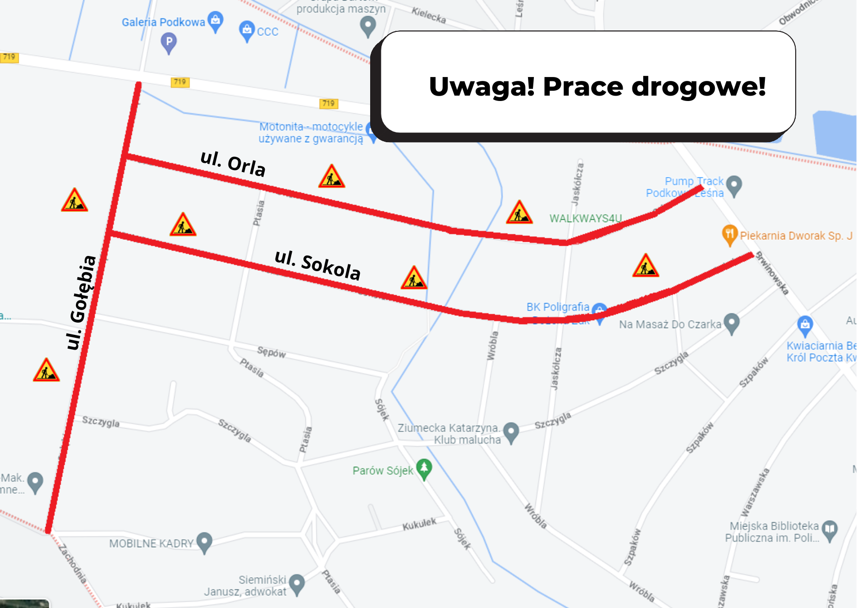 Prace_drogowe_-_Orla-_Sokola,_Gołębia